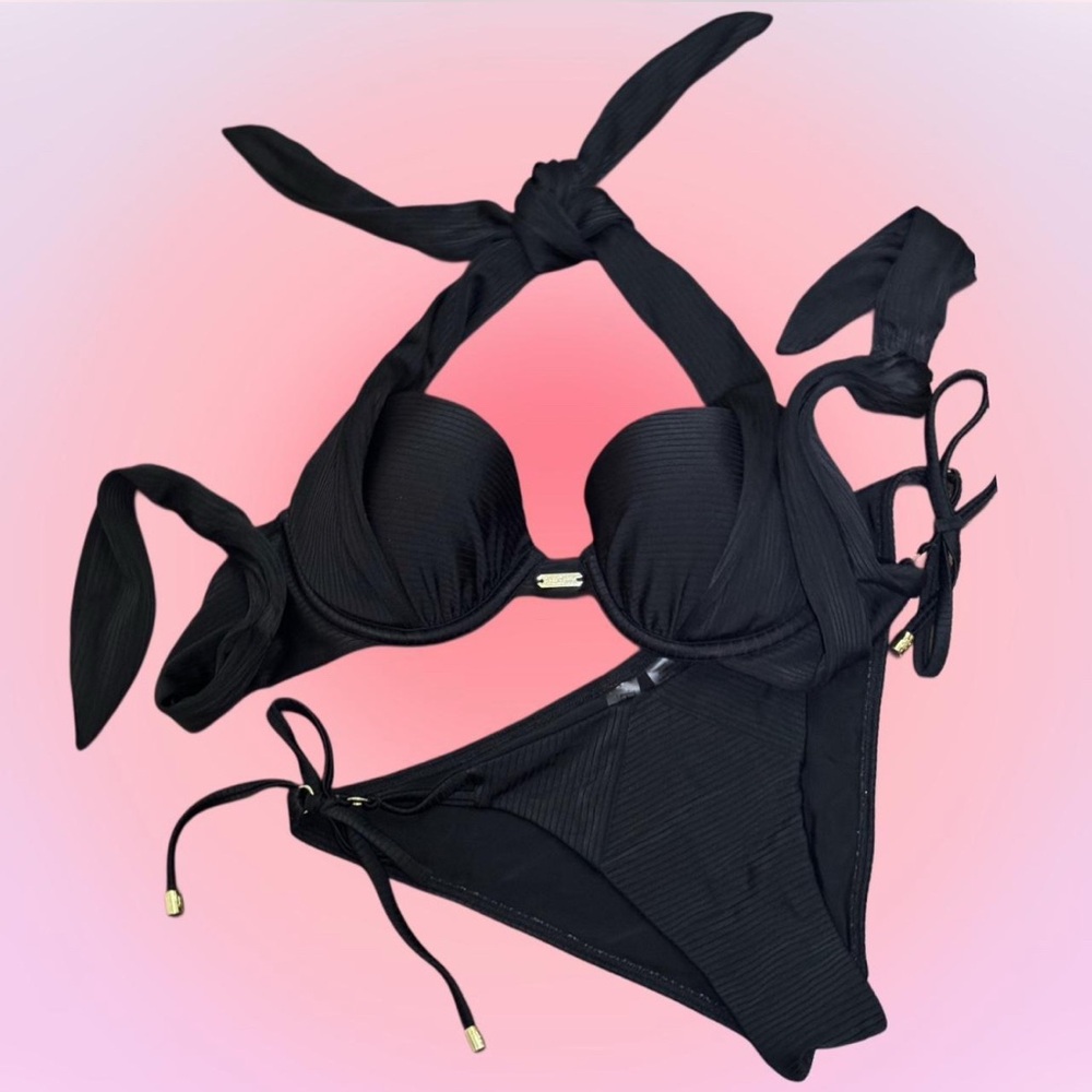 Beach Bunny Swimwear Black Push-up Bikini Set